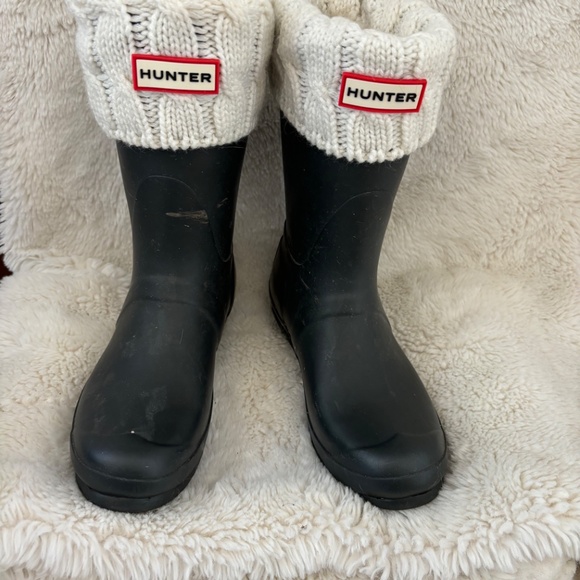 Hunter Shoes - Hunter Short Rain Boots Black /Cable Knit Inserts/ Booties Size6